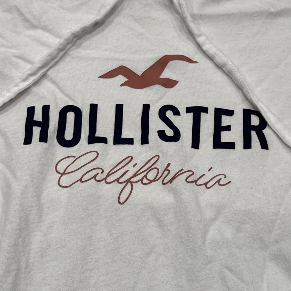 Hollister Hoodie Women XS Cursive Logo Long Sleeve Drawstring‎ Crop Blue #474 - Picture 4 of 6